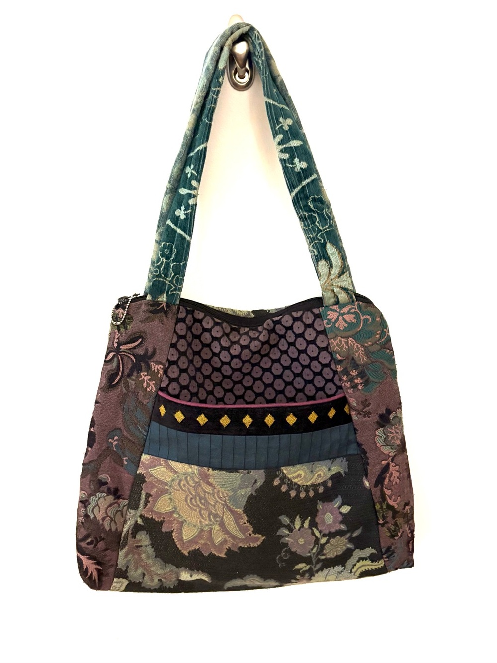 Mary Lynn O'Shea Riley Tapestry Tote, Green and Purple Jacquard Upholstery